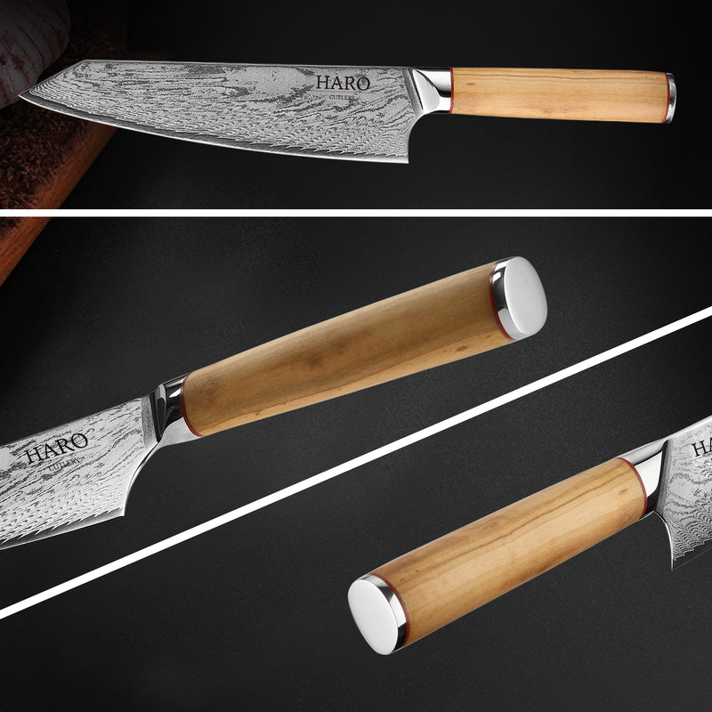 Haro Cutlery Premium Series 8" Chef Knife Olive Wood Handle