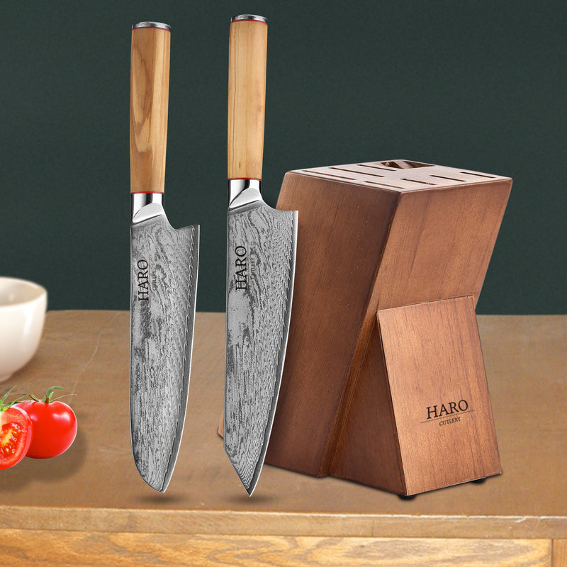 Haro Cutlery Premium Series Olive Wood 9-Piece Knife Set