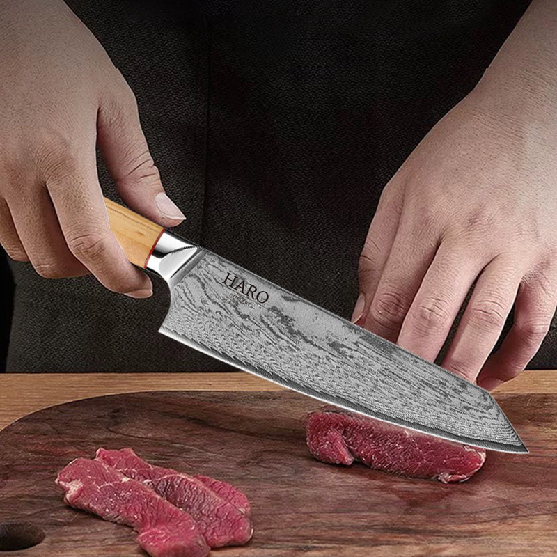 Haro Cutlery Premium Series 8" Chef Knife Olive Wood Handle